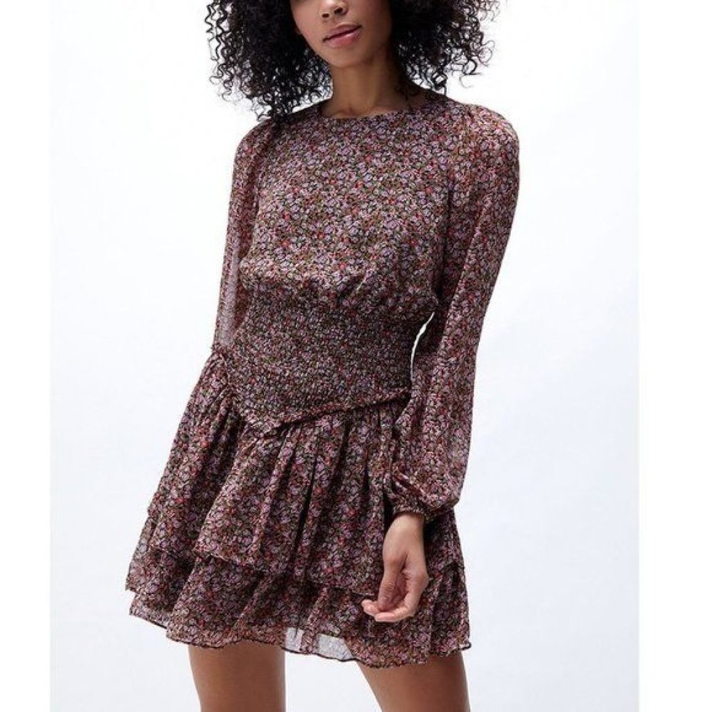 MINKPINK Floral Mini Dress in Burgundy Multi